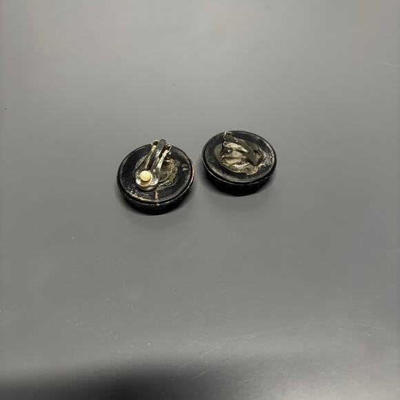 Vintage Black Fabric Clip On Earrings Women Round Beaded Statement Retro - Picture 7 of 9